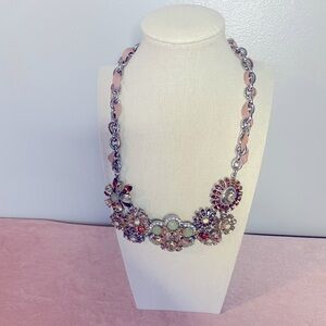 Talbots Silver Toned Floral Faux Gemstone Necklace